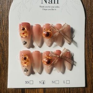 Cute Bear and Bow Nail Set